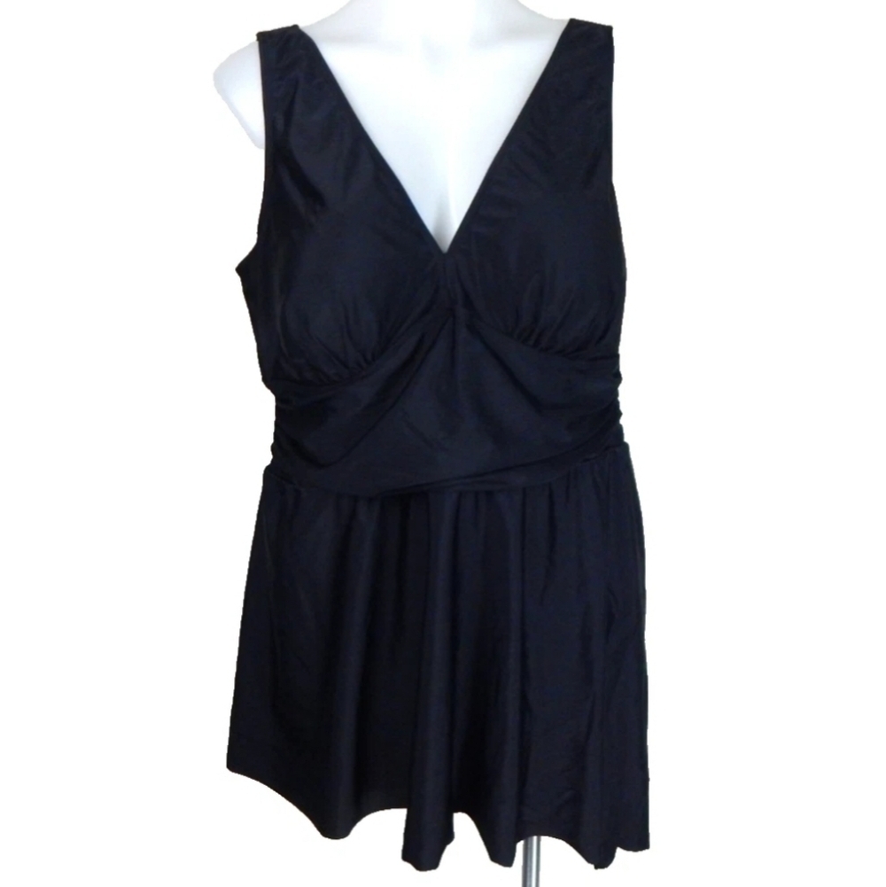 Torrid Black Asymmetrical Wire Free Swim Dress - Picture 2 of 5
